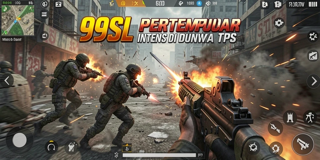 Screenshot gameplay 99SL menunjukkan aksi tembak-menembak yang seru.