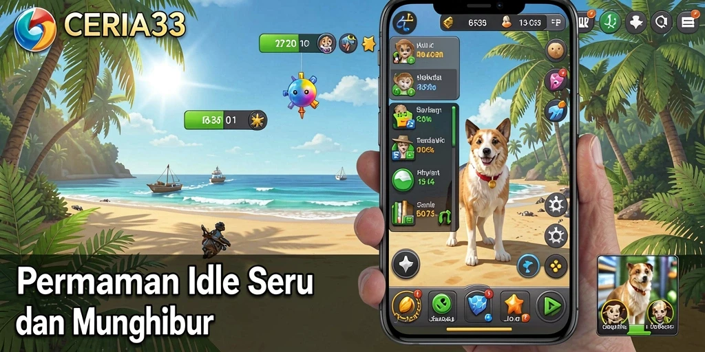 Screenshot CERIA33 menampilkan karakter lucu dan gameplay Idle yang menarik.
