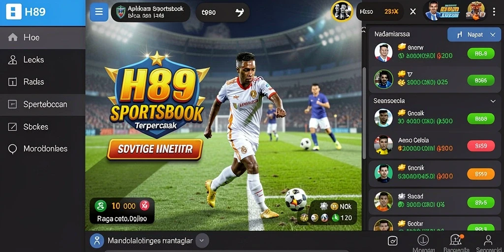 Tampilan dinamis permainan taruhan di H89 dengan fitur sportsbook.