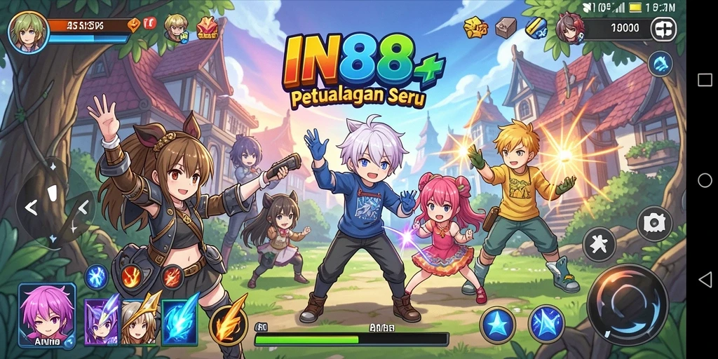 Tangkapan layar gameplay IN88 yang menampilkan aksi seru karakter anime.