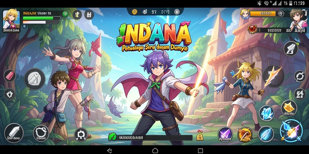 Screenshot INDAAA menampilkan aksi seru karakter anime.