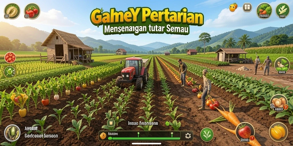 Tampilan gameplay <strong>JAYABET</strong> dengan item pertanian yang beragam.