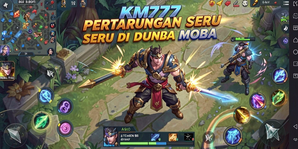 Tampilan gameplay KM777 yang seru dalam pertarungan MOBA.