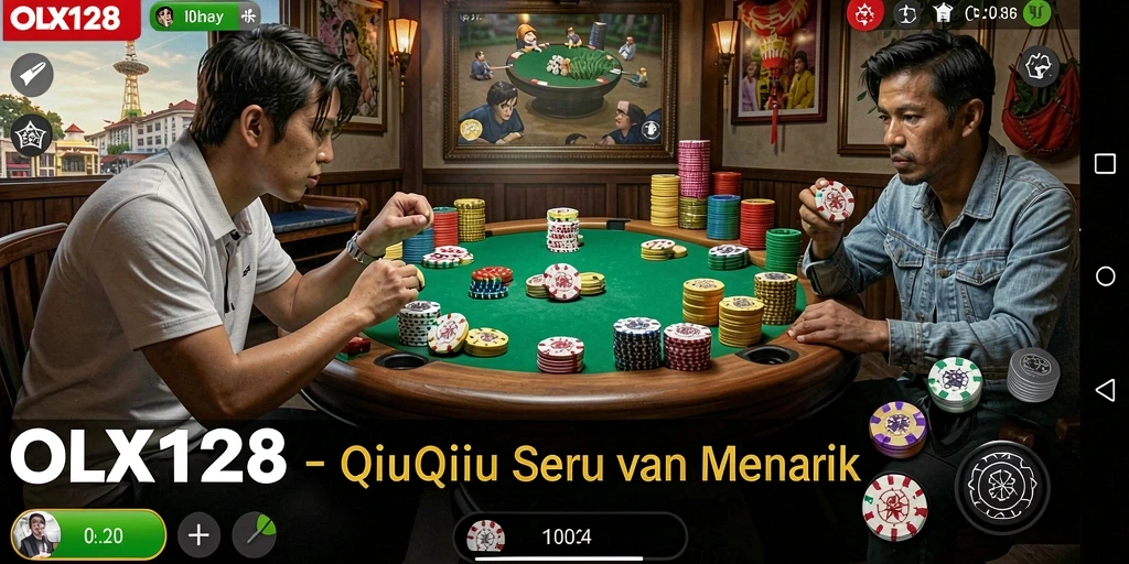 Screenshot gameplay OLX128 menampilkan suasana permainan QiuQiu yang mendebarkan.