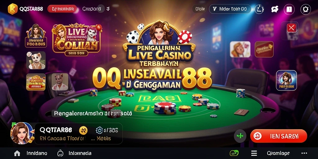 Menampilkan gameplay Live Casino yang mendebarkan di QQSTAR88.