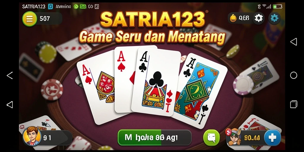 Tampilan gameplay SATRIA123 dengan suasana permainan Domino yang seru.