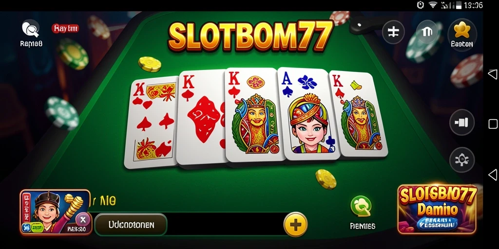 Tampilan gameplay seru di SLOTBOM77 dalam permainan Domino.