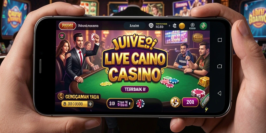 Tampilan interaktif T6 saat bermain Live Casino dengan dealer langsung.