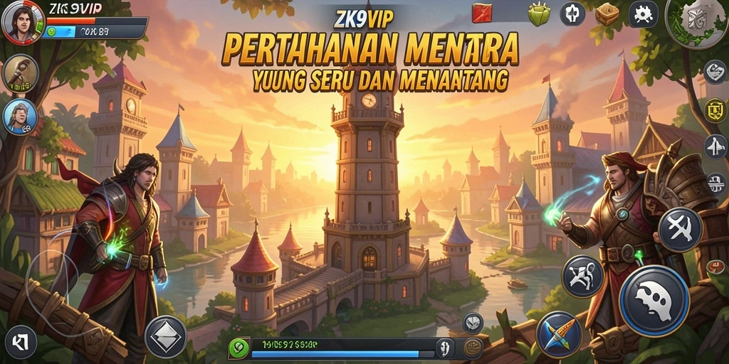 Tampilan gameplay menarik di ZK9VIP dengan menara pertahanan yang strategis.